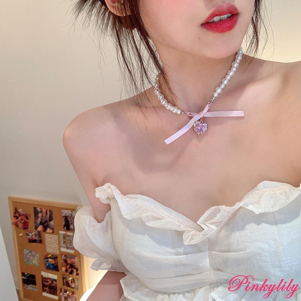 Pearl Choker สร ้ อยคอน ่ ารัก Cristal ความร ้ อนจี ้ สร ้ อยคอเครื ่ องประดับฤดูร ้ อนสําหรับผู ้ หญิงสาว