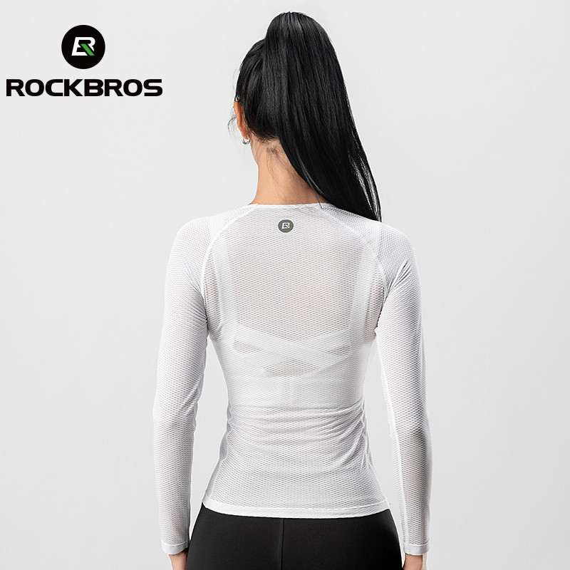 Rockbros ผู ้ หญิงขี ่ จักรยาน Jersey ฤดูร ้ อน Breathable Anti-เหงื ่ อขี ่ จักรยานฐานชั ้ นแขนยาววิ ่ งออกกําลังกายกีฬาเสื ้ อด ้ านบนแน ่ น — صورة 3
