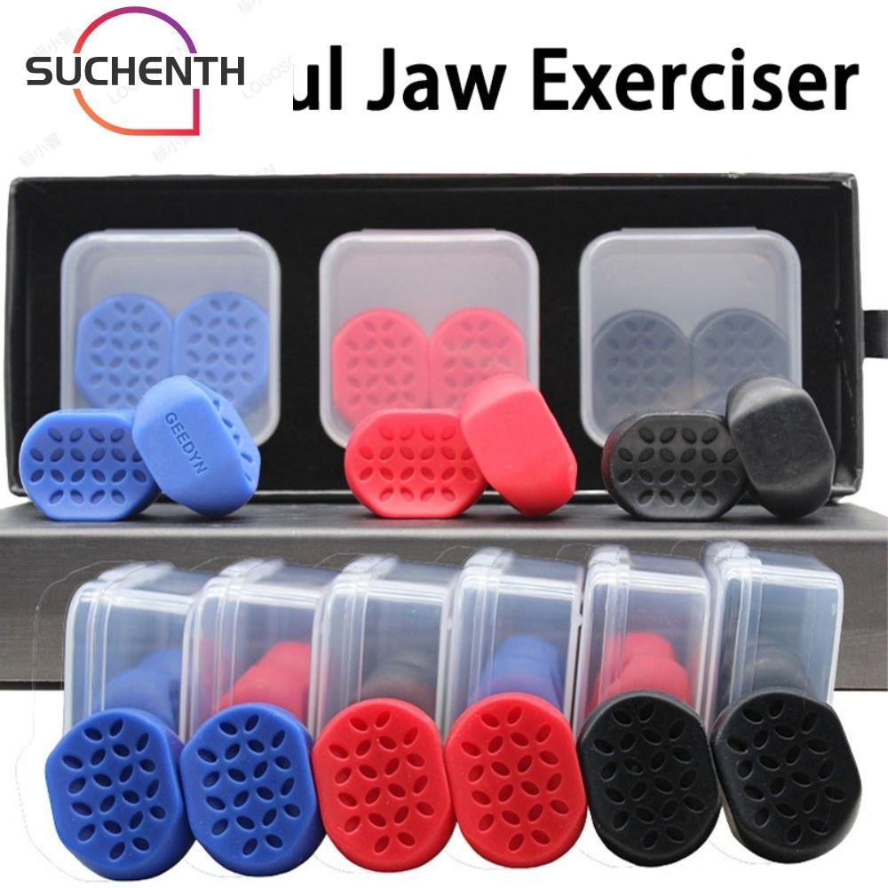 Suchenth 4pcs Jaw Exerciser, Chewing Ball Facial Muscle Training Jaw Line Exerciser, BPA ฟรีซิลิโคน Quatrefoil Sculpting Jawline ออกกําลังกายผู ้ ชายและผู ้ หญิง