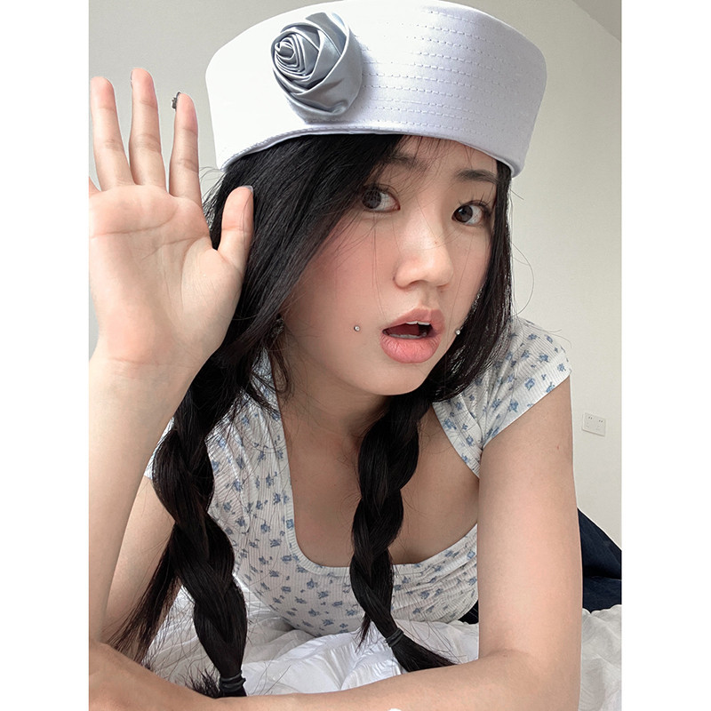 ญี ่ ปุ ่ นโบว ์ น ่ ารักหมวกกะลาสี Flip-Brimmed หมวกหญิง 2023 สไตล ์ ใหม ่ ฤดูร ้ อน Soft Top Retro All-Match Beret