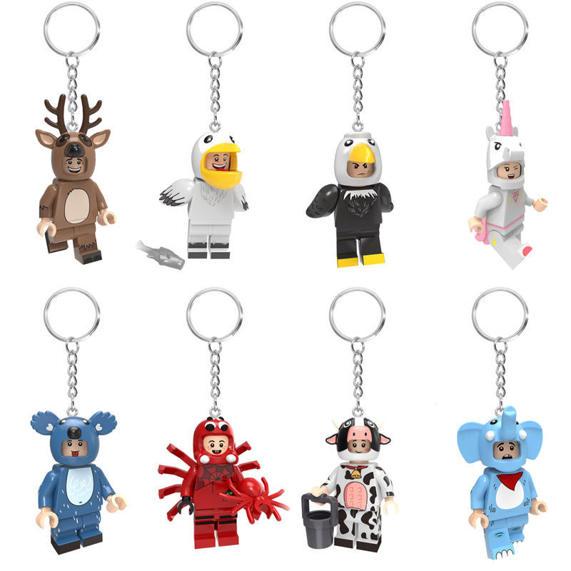 สัตว ์ building block minifigure พวงกุญแจวัวยูนิคอร ์ นอินเทอร ์ เน ็ ตคนดังจี ้ กระเป ๋ านักเรียนสร ้ างสรรค ์ จี ้ นักเรียนของขวัญขนาดเล ็ ก