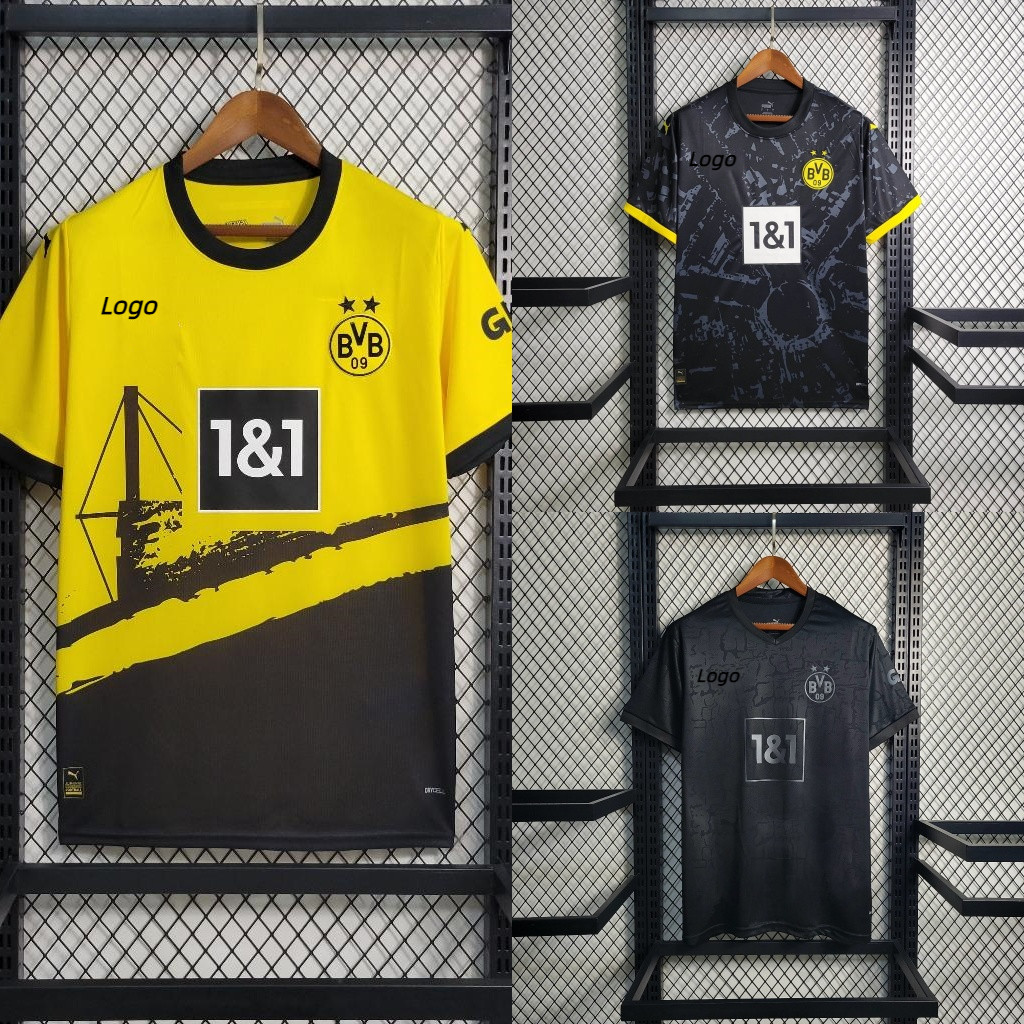 แฟน Issue Borussia Dortmund Jersey 23-24 DT Home Away เสื ้ อฟุตบอลสีดํา