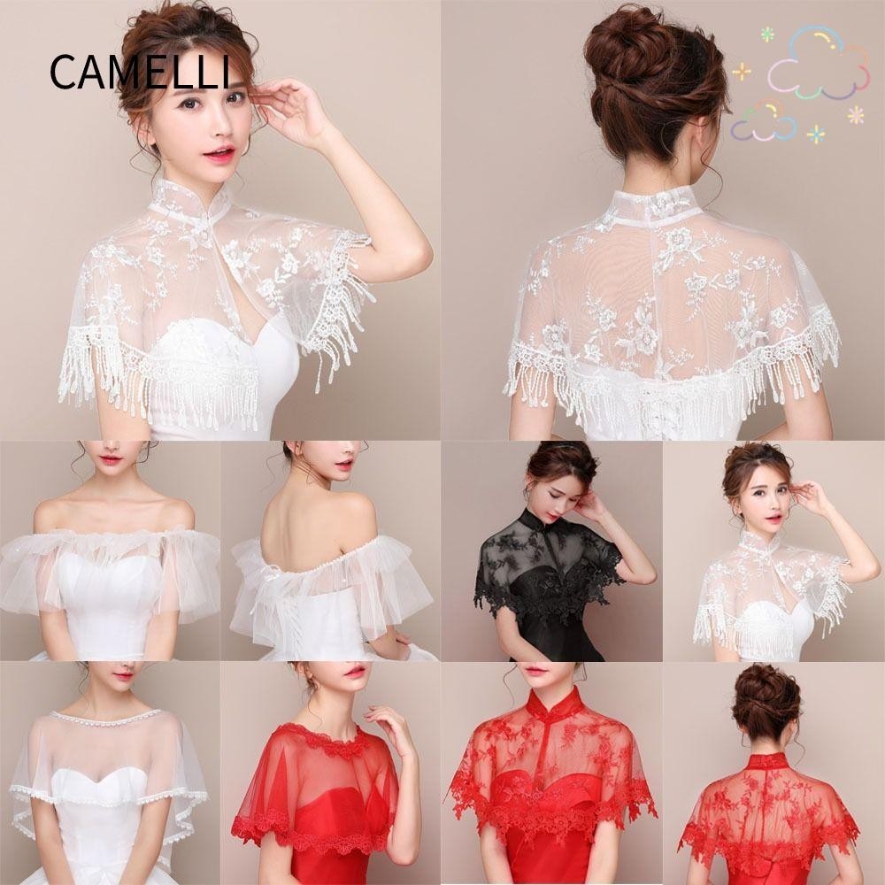 Camelli ผ้าคลุมไหล่เจ้าสาว Elegant Tulle ผ้าคลุมไหล่เจ้าสาวห่ออุปกรณ์จัดงานแต่งงานเสื้อคลุมแต่งงาน
