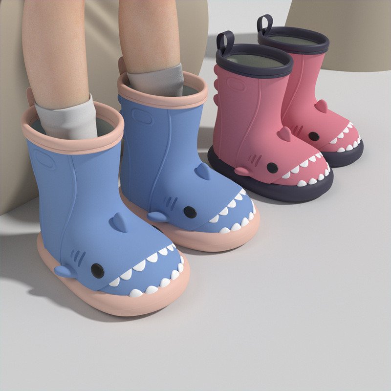 AYUER การ ์ ตูน Shark รองเท ้ ากันฝนเด ็ กเด ็ กชายและเด ็ กหญิงกลางแจ ้ งกันน ้ ํารองเท ้