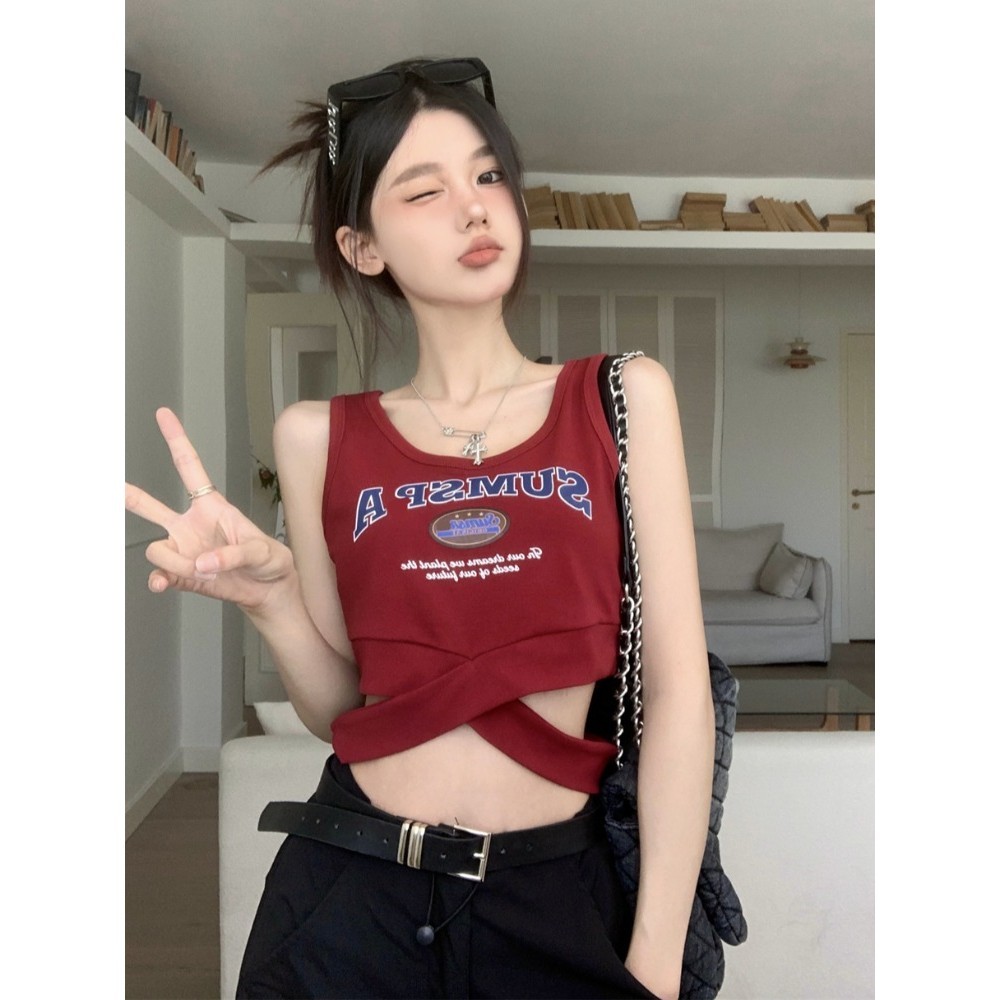 ส่งไวจากไทย TAYCEN M-XL ผู้หญิง เสื้อครอป ท็อป เรียบๆ เกาหลี เสื้อกล้าม