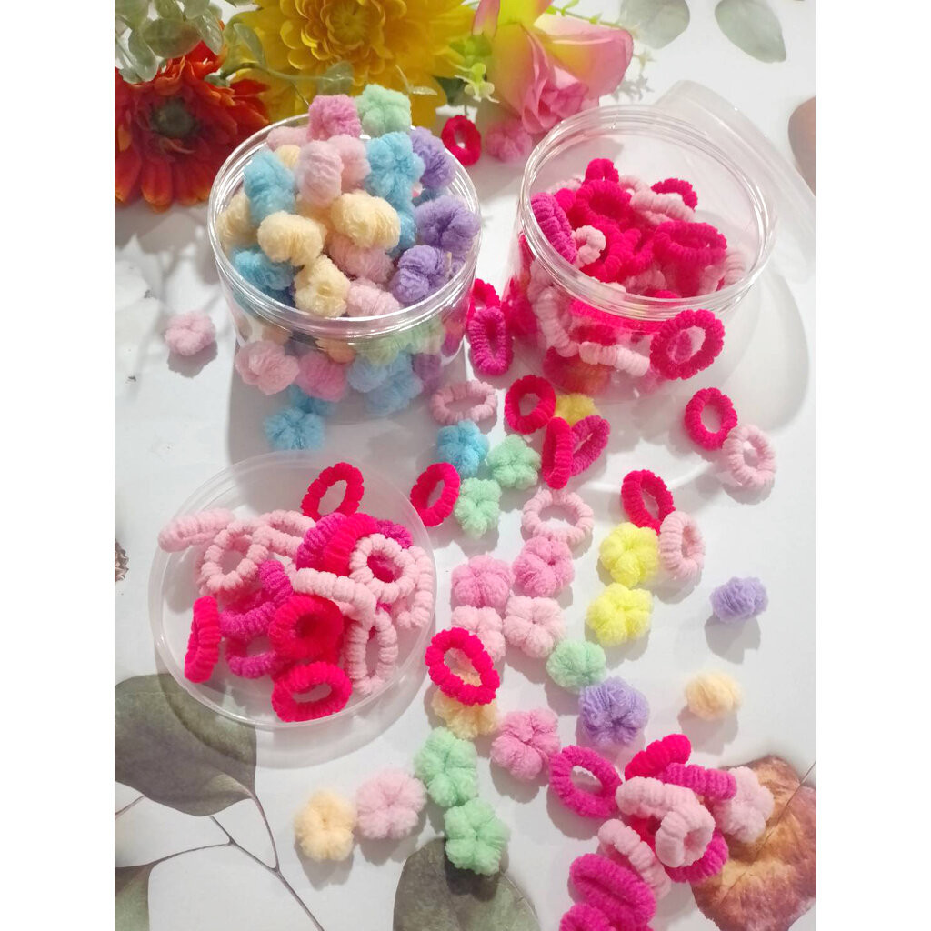 บ้านพลู🏠 กระปุก ยางรัดผม น่ารัก สีสดใส ยางมัดผม ผู้หญิง เส้นเล็ก 2 ซม.
