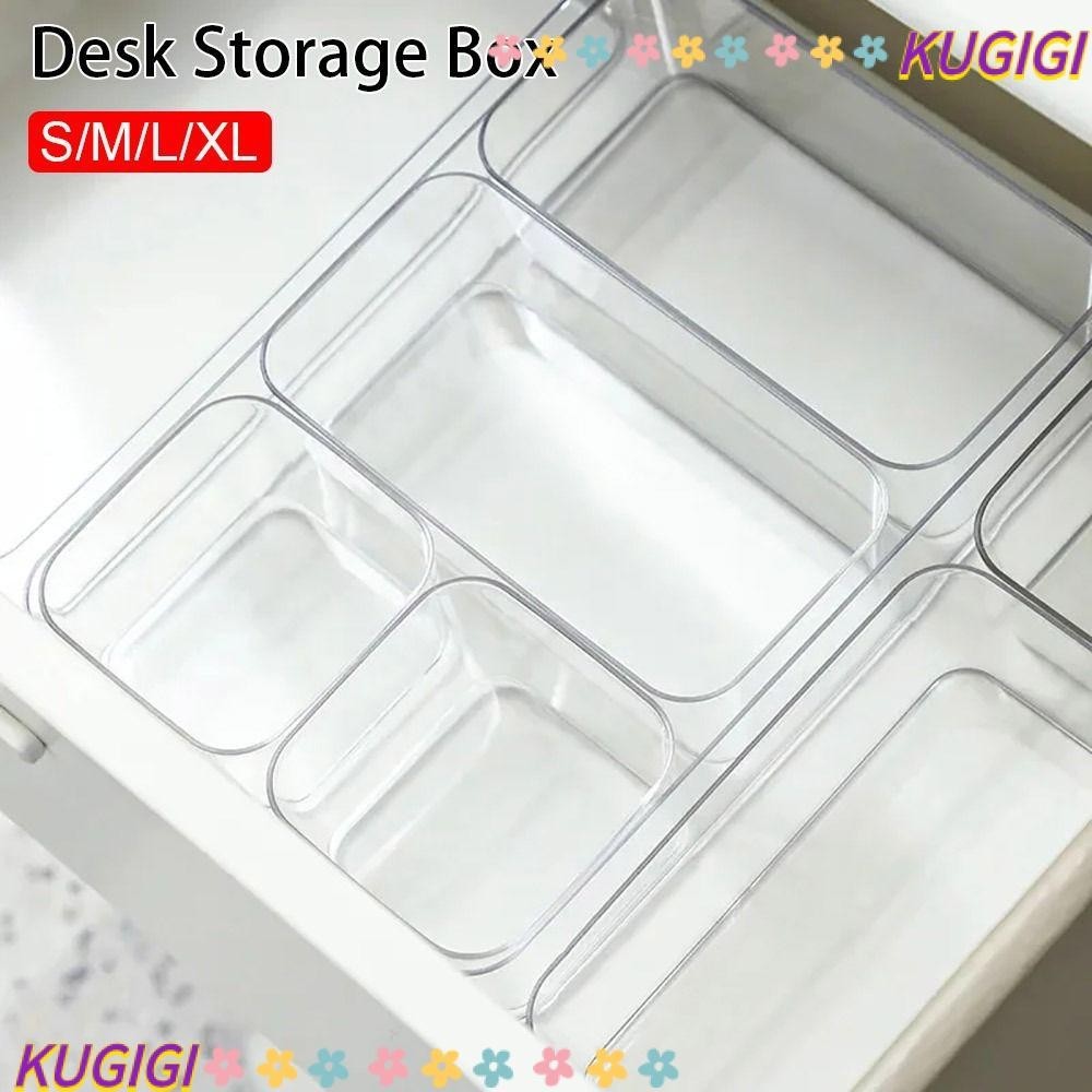 Kugigi 1 ชิ้นโต๊ะจัดเก็บ,ลิ้นชักตารางสี่เหลี่ยมผืนผ้าแต่งหน้า Organizer กล่อง, S/M/L/XL โปร่งใสเครื่องประดับคอนเทนเนอร์