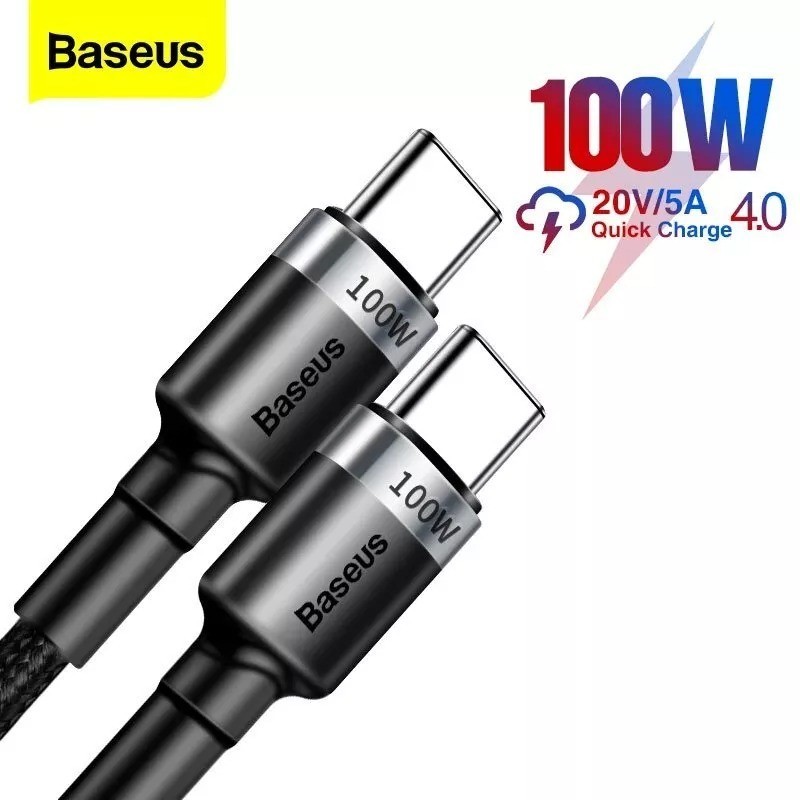 Baseus 100W USB C ถึง USB C สายชาร์จเร็ว 20V 5A PD2.0 รองรับ 2m ไนลอนถักทนทานความเร็วสูง 480Mbps ข้อมูล Sync สําหรับแล็ปท็อปโทรศัพท์แท็บเล็ต