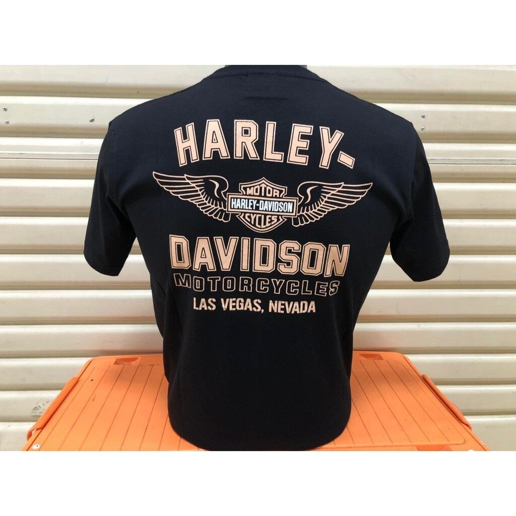 ย้อนยุคเสื้อยืดลายกราฟฟิก Harley Davidson สีดํา vxcL พิมพ์พรีเมี่ยมS-5XL