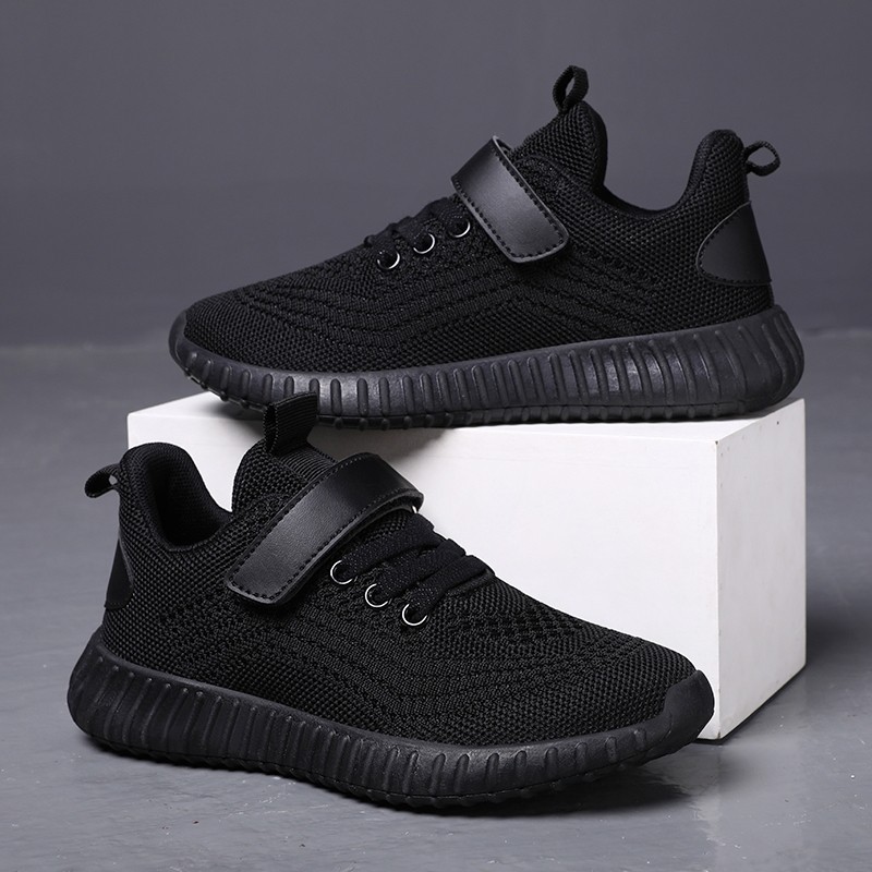 Ready Stock Black Mesh Running Shoes for Kids Boys and Girls Korea Kids Sports Shoes White Sneakers 