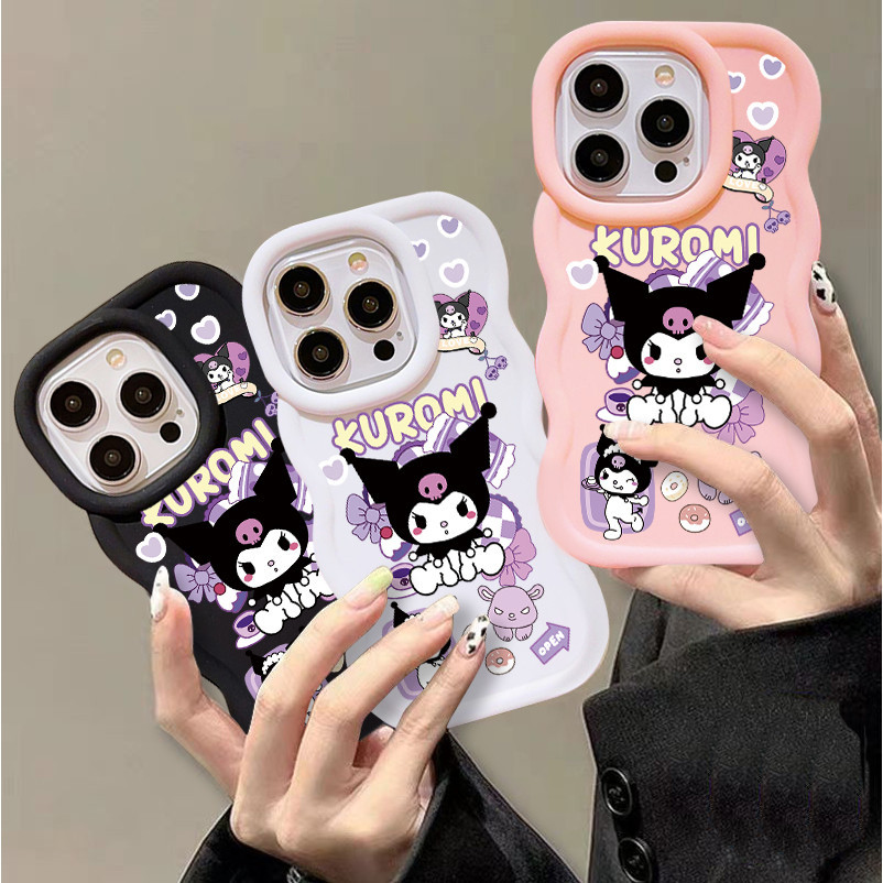 ปลอกสําหรับ Tecno Pop 7/Pop 7 Pro 8/Tecno Spark 20 Pro Go 2023/2024 Camon 12/CC7 Macaron สี Kuromi ขอบหยัก anti fall angel eye เคสโทรศัพท์