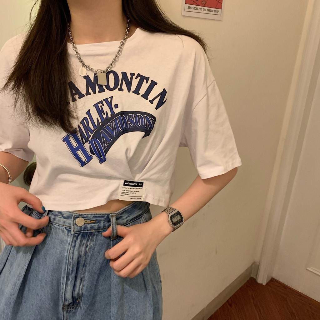 ส่งไวจากไทย TAYCEN M-2XL ฝ้าย เสื้อครอป แขนสั้น เสื้อยืด เกาหลี เสื้อ ผู้หญิง