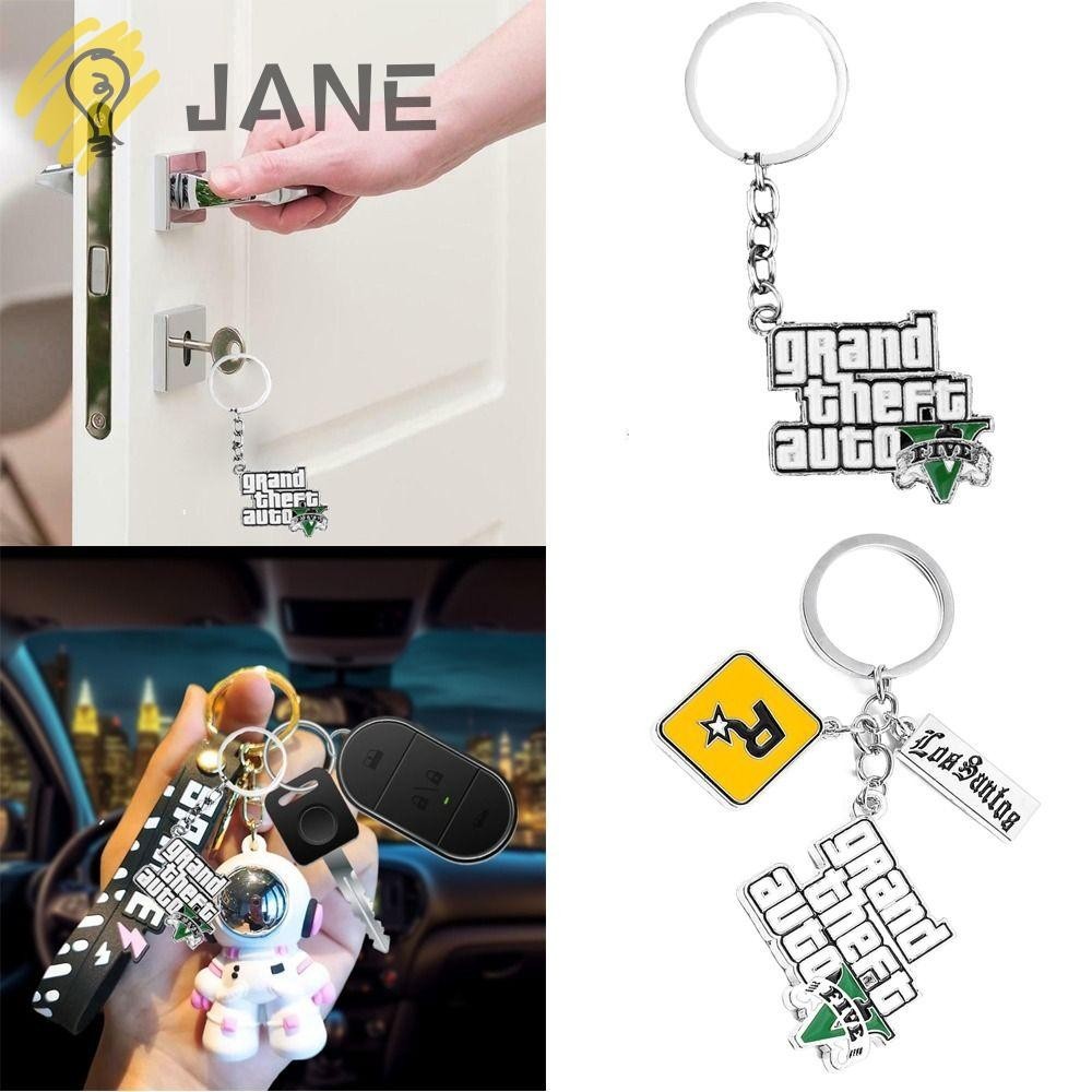 Jane เกม PS4 GTA5 พวงกุญแจ 5 Star Muti Key Holder, โลหะ Key Chain GTA V Grand Theft Auto Keyholder แฟนของขวัญเครื ่ องประดับผู ้ ชายผู ้ หญิง