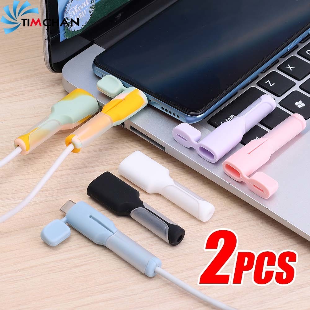 2pcs สายชาร์จ Winder Protector - ฝาครอบป้องกันสายเคเบิล Anti-Break - สําหรับ Type-C, Android, USB - Universal สายชาร์จ Saver - ซิลิโคน, นุ่ม, ทนทาน, สีลูกกวาด