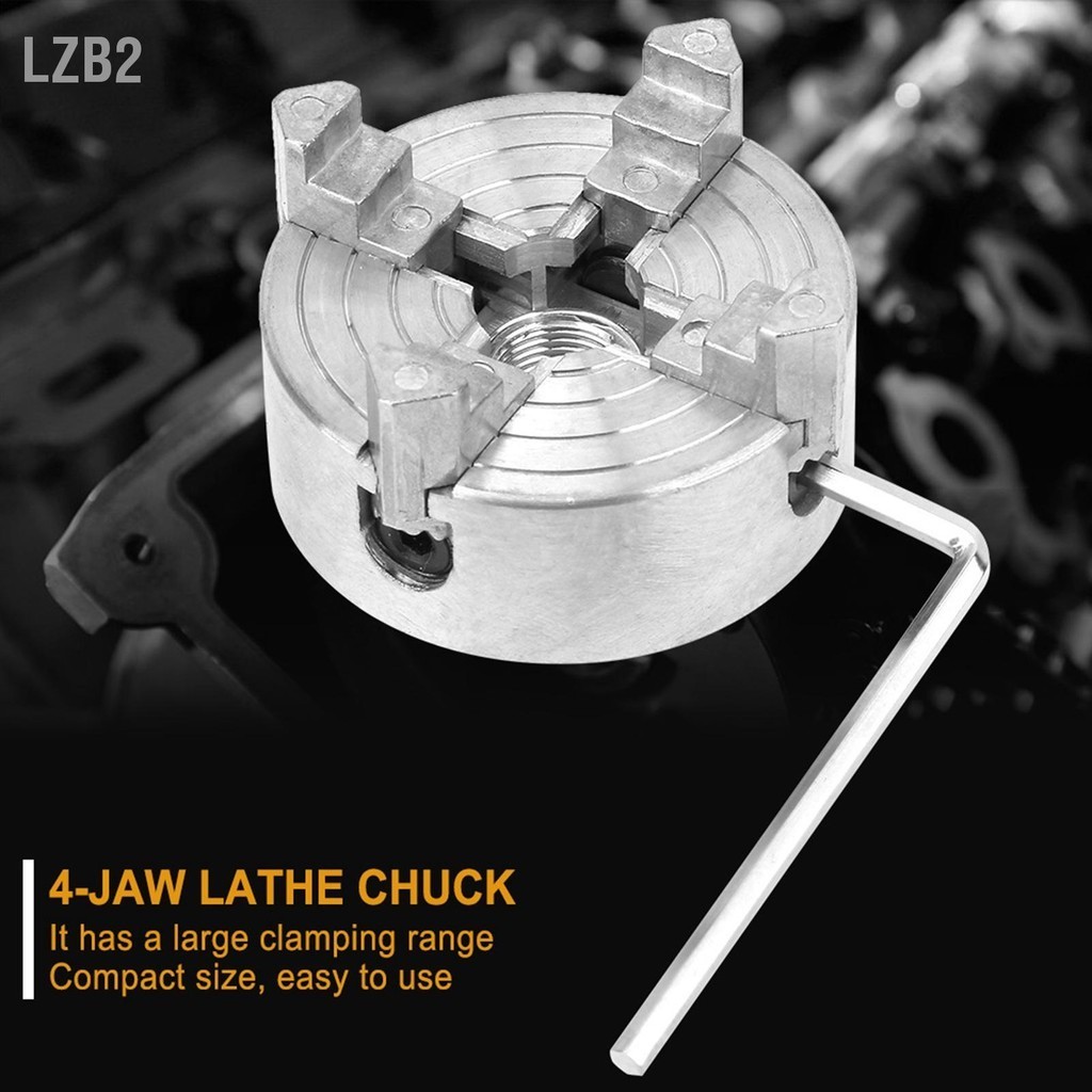 LZB2 Z011A สังกะสีอัลลอยด์ 4-Jaw Chuck Clamp อุปกรณ์เสริมสำหรับเครื่องกลึงโลหะขนาดเล็ก