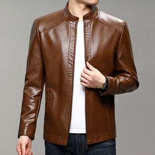 แจ็คเก็ตหนังแจ็คเก็ตผู้ชายเกรดพรีเมี่ยม สีน้ําตาล สีดํา สำ
