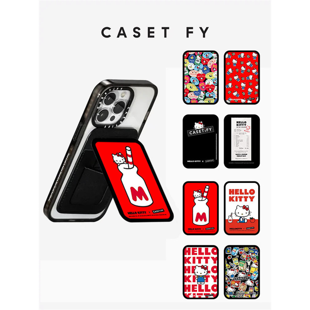 Casetifg Hello Kitty Kt Cat Pattern Cardholder Stand Super Magnetic สําหรับ iPhone คุณภาพสูง Universal Mobile Portable Holder ใช้งานร่วมกับ Samsung