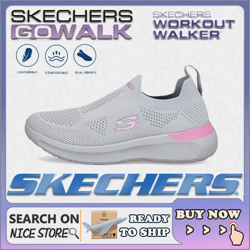 [รองเท้าผ้าใบผู้หญิง]ตาข่ายระบายอากาศตาข่าย Skechers_ Go Walk kasut perempuan รองเท้าผ้าใบผู้หญิงแบบสวมระบายอากาศแสงอัลตร้า WoMen รองเท้าลําลอง R5R3