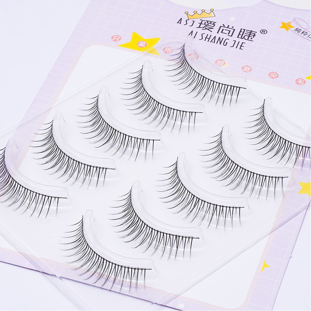 V-shaped Beauty 5 คู่ขนตาปลอม Lash Extension เครื่องสําอางโปร่งใส Stem การ์ตูน Eye Reusable เกาหลีแต่งหน้าธรรมชาติ Wispy - รูปที่ 5