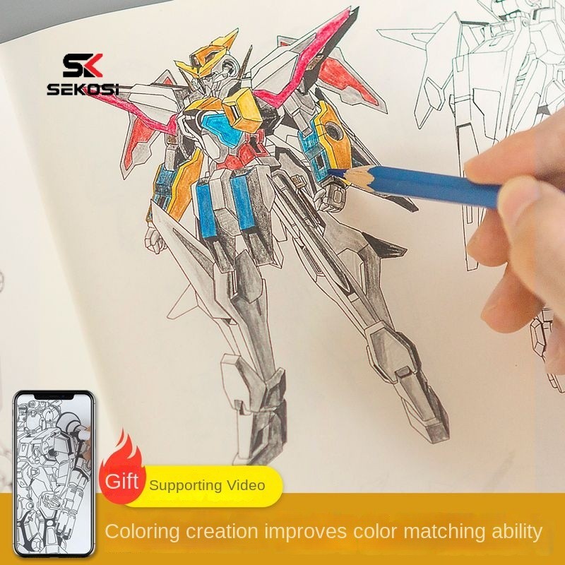 Sk อะนิเมะตัวละคร Sketchbook Future Gundam Mecha Warrior Comic Robot สมุดระบายสีเด ็ ก Copy Drawing Book