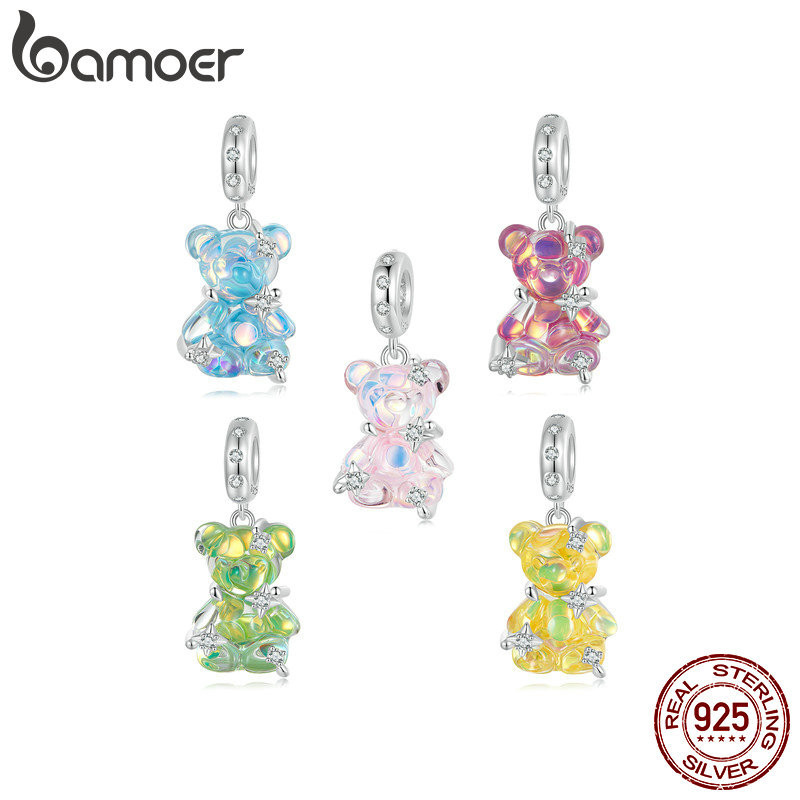 Bamoer 925 Sterling Sliver Charm Dreamy Bear จี ้ สําหรับสร ้ อยข ้ อมือของขวัญสําหรับผู ้ หญิง