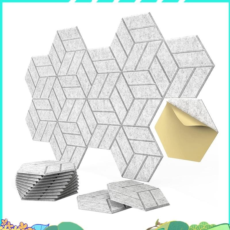 12 แพ ็ ค Self-Adhesive Acoustic Panels,Hexagon Sound Proofing Padding สําหรับผนังใช ้ สําหรับสตูดิโอ ffefhrudh