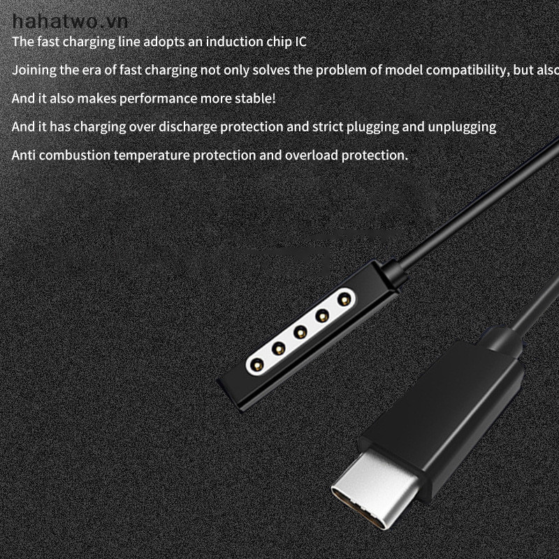 Ha 15V 3A Surface Connect To Type C PD Fast สายชาร์จสําหรับ Microsoft Surface Pro 8/7/6/5/4/3 Go3/2/