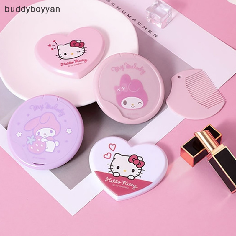 Bbth กระจกพับสองด ้ านน ่ ารักแบบพกพากระจกหวีแบบบูรณาการมินิแต ่ งหน ้ ากระจกสาวของขวัญ Vary