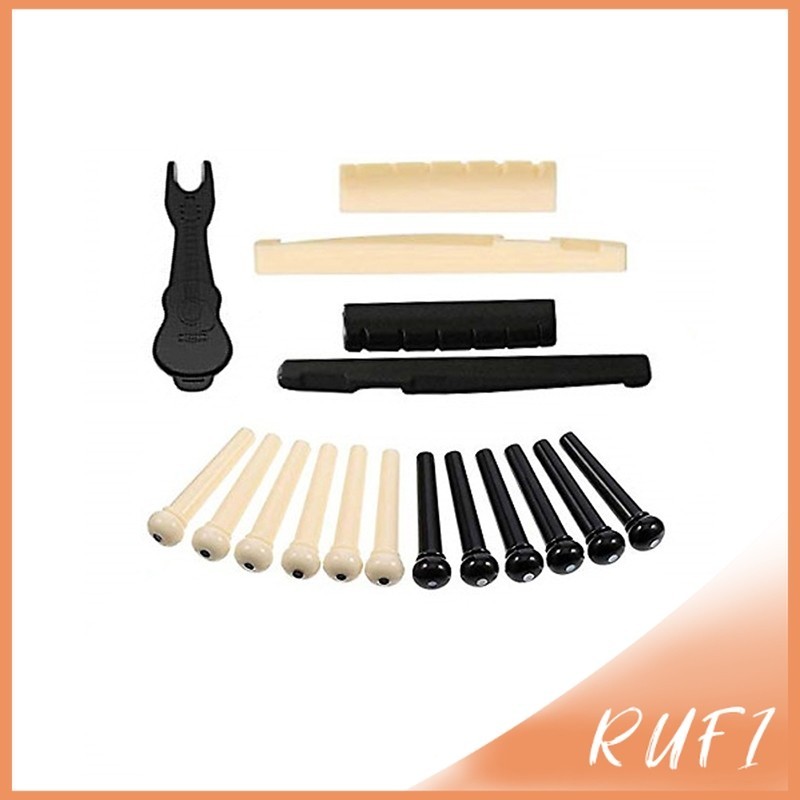 RUFI ชุดพลาสติก กีต้าร์โปร่ง นัทบน หย่องล่าง หมุดพิน สีขาว  Guitar accessories - รูปที่ 7