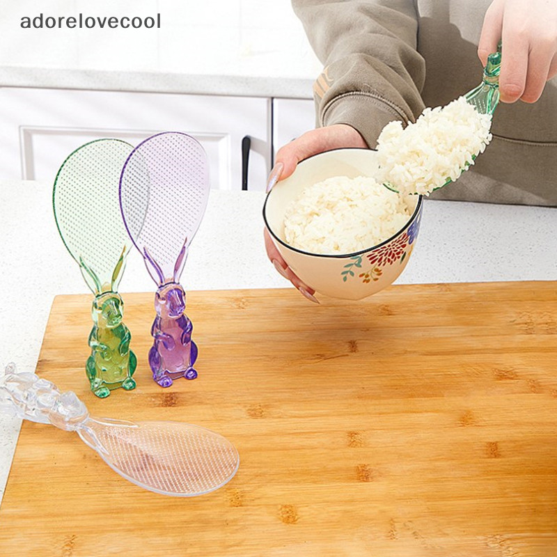 ADTH Resative พลาสติกสามารถ Stand Up ช้อนข้าวคริสตัลโปร่งใสและไม่ติดข้าวไม้พายเครื่องครัว Martijn