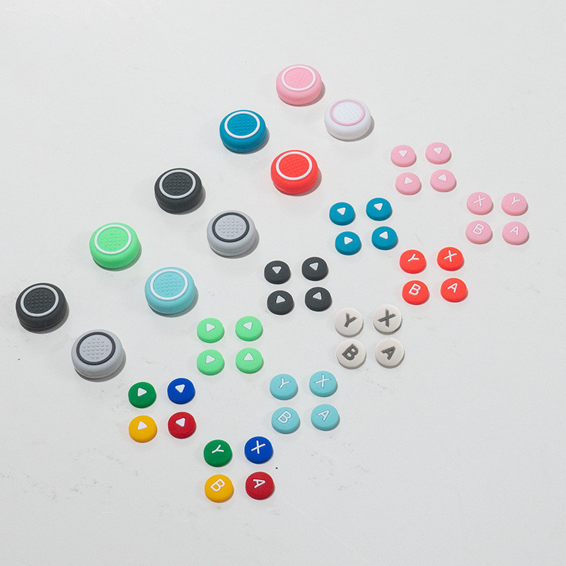 NSLikey 1 ชุดซิลิโคน Thumb Grip สําหรับ Nintendo SWITCH/สวิทช์ OLED D-Pad ABXY สติกเกอร์ปุ่ม Cross Thumb Grips ชุด