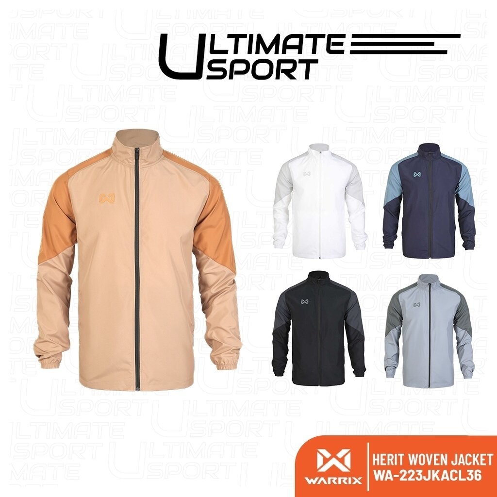 WARRIX เสื้อแจ็คเก็ตผ้าร่ม กันลม Jacket รุ่น Herit Woven (WA-223JKACL36) สีขาว/กรมท่า/ดำ/เทา/กากี