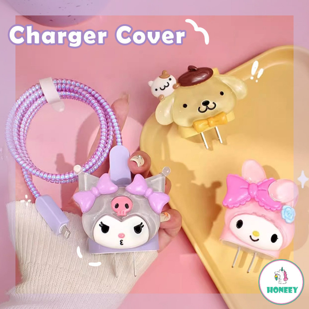 Kawaii เคสอะแดปเตอร์ป้องกันสายชาร์จ 3D แบบเกลียว สําหรับ Iphone 18W 20W