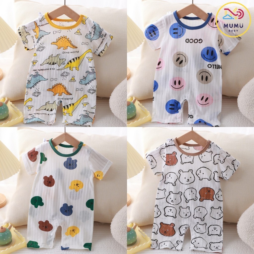 พร้อมส่ง ชุดบอดี้สูทรอมเปอร์ ผ้าฝ้าย พิมพ์ลายน่ารักมากๆ สําหรับเด็กผู้หญิงและผู้ชาย