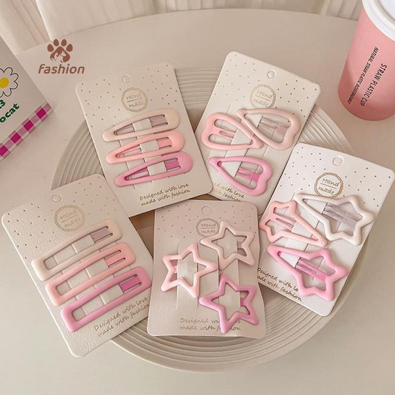 [แฟชั่น] 3 ชิ้น/เซ็ต Hairpins สําหรับผู้หญิงสาว Star BB กิ๊บติดผม Pin Mini สไตล์เกาหลี Frosted สีชมพู Snap เครื่องประดับอุปกรณ์เสริม {TH}