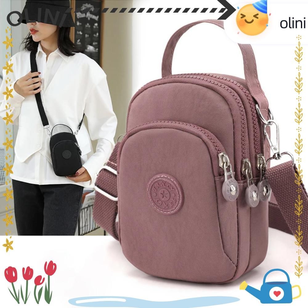 Olini Messenger Bag, Multi Layer Zipper Crossbody Bags, Fashion Mini Nylon Solid Color Shoulder Bag Women