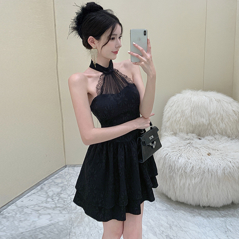 ติดตามรับ✔เดรสออกงาน เดรสเซ็กซี่✨ชุดเดรสไนท์คลับ✨ชุดการแสดง✈WDS2172 เซ็กซี่ Halter คอแขนกุดลูกไม้เอว