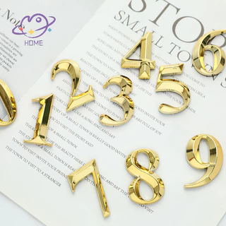 [mayhome] 1 ชิ้นความสูง 5 ซม.Golden Home สติกเกอร์ที่อยู่ประตูป้ายทอง Modern House Number {TH}