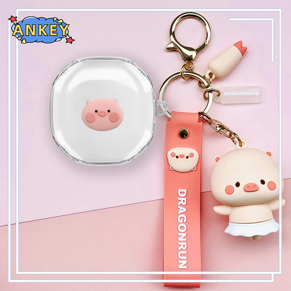for Shokz OpenFit 2+ / OpenFit Air / OpenFit 2 / OpenFit Case Soft Clear pink pig Cartoon Pattern TP