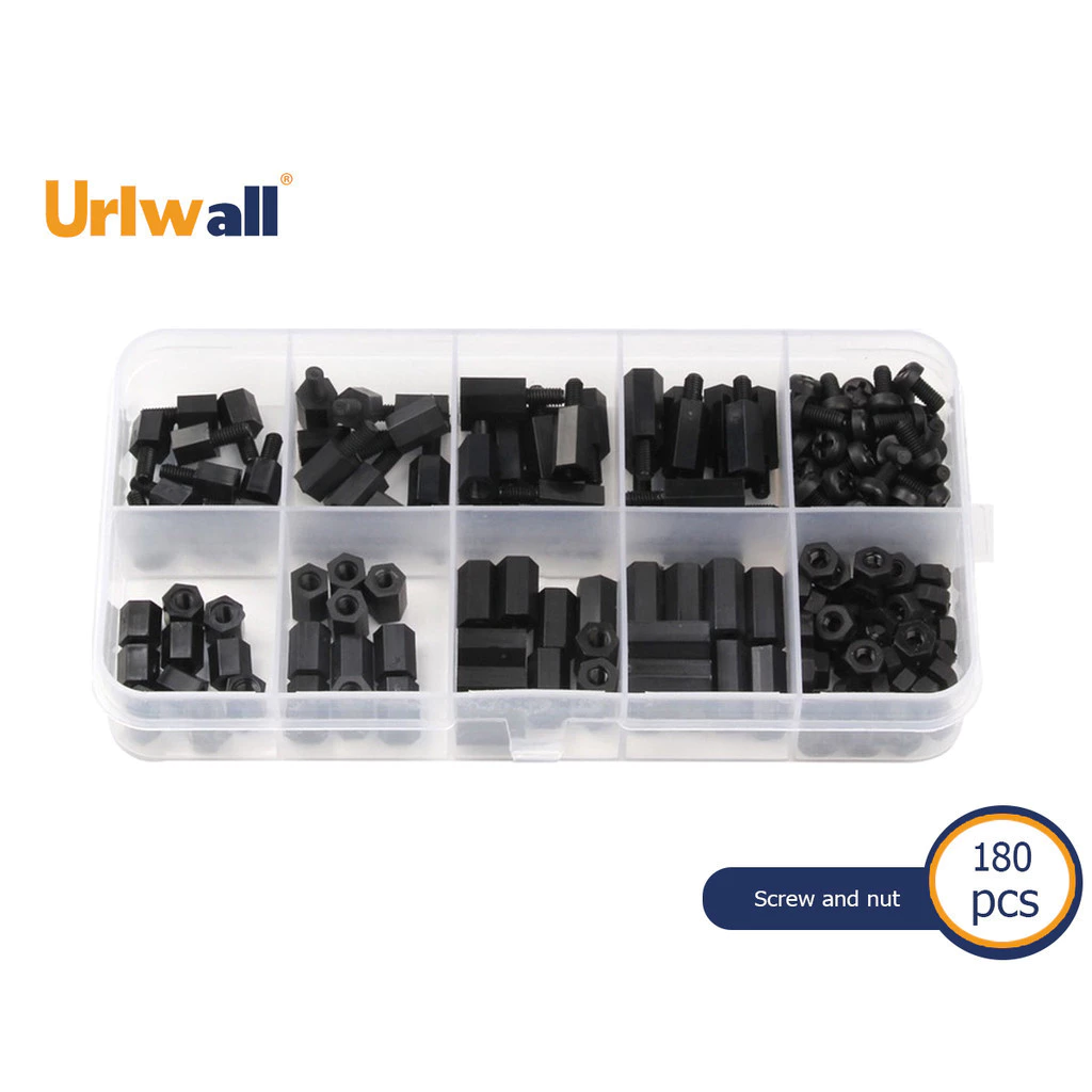 Urlwall 180 ชิ้น M3 บ้านฮาร์ดแวร์ซ่อมหญิงชาย Hex หกเหลี่ยม skru เสาไนลอน Standoff Spacer คอลัมน์สําหรับ PCB เมนบอร์ดพลาสติก Spacing Phillips สกรู