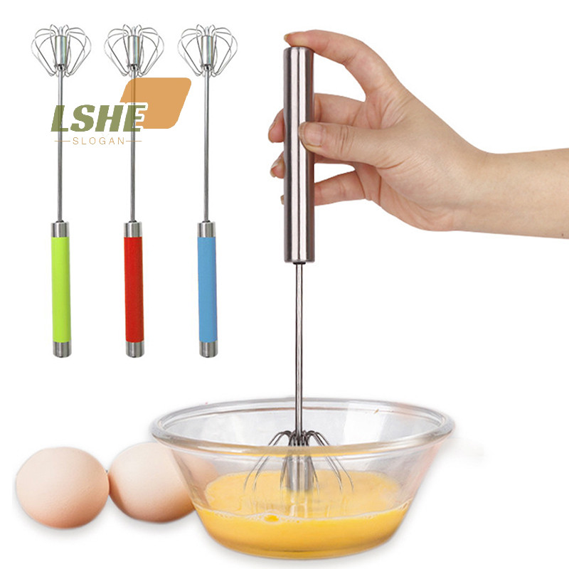 [LSHE] Multicolor Semi-automatic Egg Beater Egg Whisk Manual Hand Mixer Self Turning Cream Utensils Whisk Manual Mixer Gadgets ใหม่