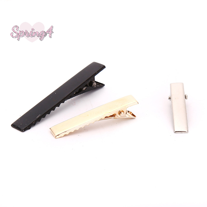 <Spring4> 100 ชิ้นกิ๊บสีดําเดี่ยวง่ามจระเข้ Hairpin Blank Setg กิ๊บติดผม Nice