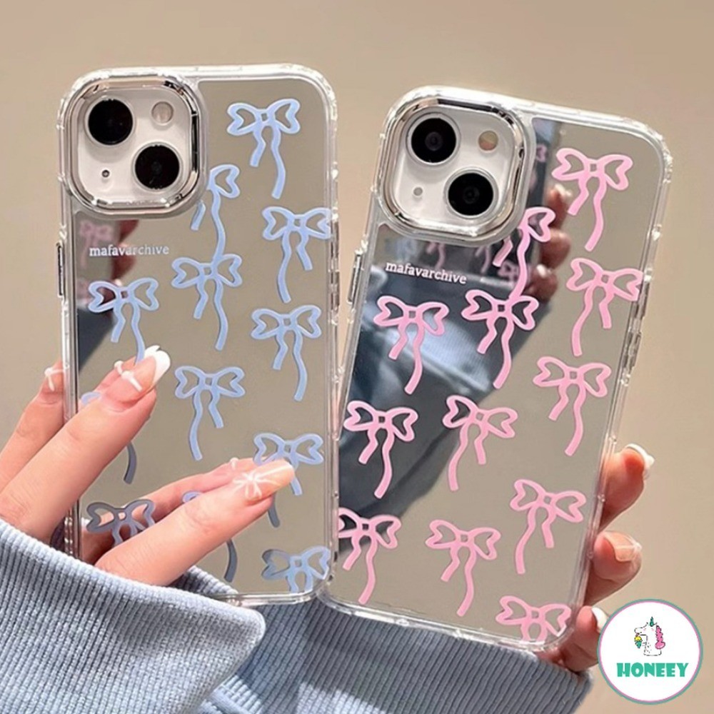 หรูหราเงินแต่งหน้ากระจกbowknotสําหรับiphone 15 14 Pro Max 11 12 13 Promax 15/14 Plus XR XS Max 7Plus 8Plusกันกระแทกฮาร์ดปกหลัง
