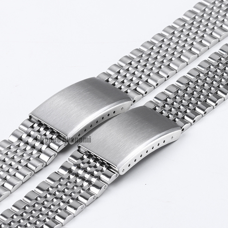 ปลายโค ้ งสายนาฬิกาสแตนเลส 18 มม.20 มม.22 มม.Quick Release 9 bead Universal สร ้ อยข ้ อมือขัด Matte โลหะนาฬิกา Band