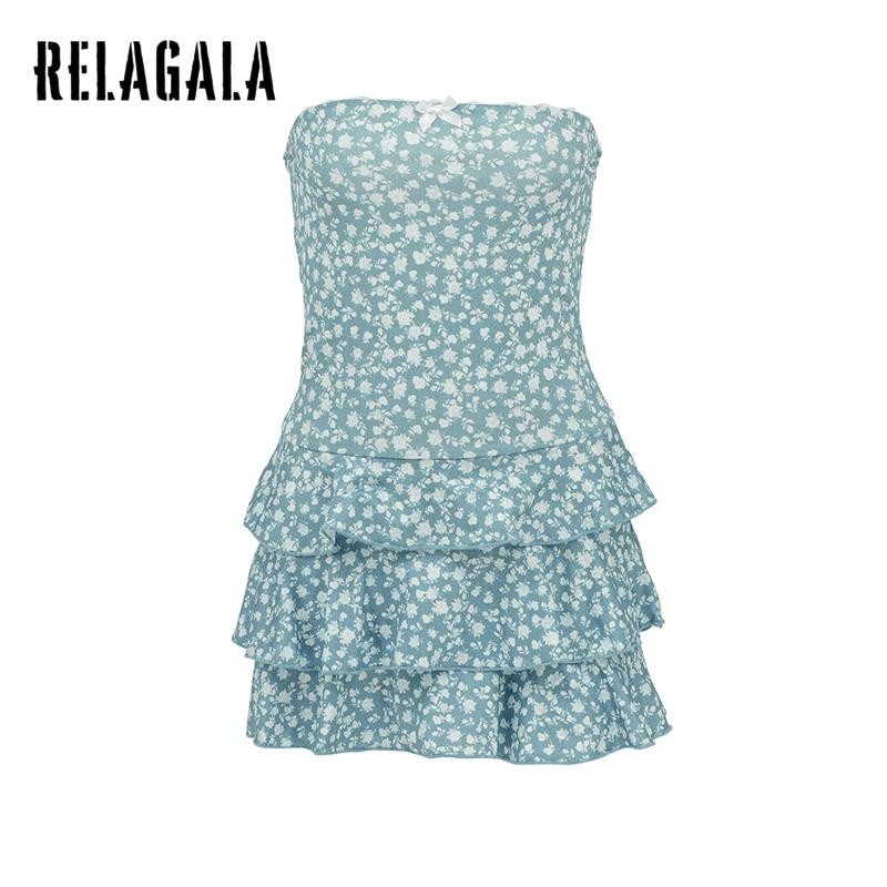 RelaGala ผู้หญิงแฟชั่นใหม่ลําลองเซ็กซี่ปิดไหล่สีทึบชุดสลิมเรียบง่าย