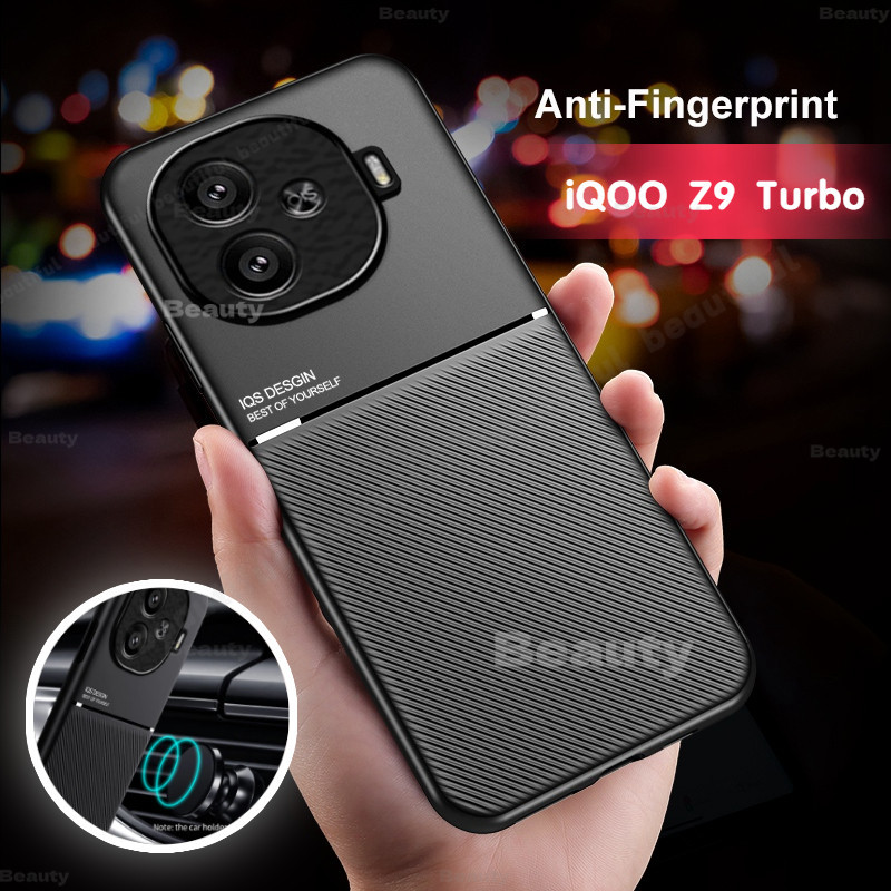สําหรับ Vivo IQOO Z9 Turbo 5G แม่เหล็ก PU หนังสําหรับ IQOO Z9X Z9 z9turbo ฝาครอบ Matte ซิลิโคนเต็มปก