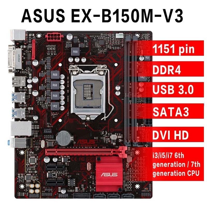 Asus EX-B150M-V3 / ASUS EX-B250M-V5 เดสก์ท็อป B150 LGA 1151 DDR4 Core i7 i5 i3 32G USB3.0 Micro ATX 