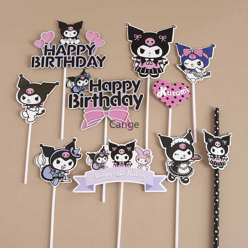 Kuromi เครื ่ องประดับเค ้ กโต ๊ ะขนมวันเกิดสติกเกอร ์ ปลั ๊ กอิน