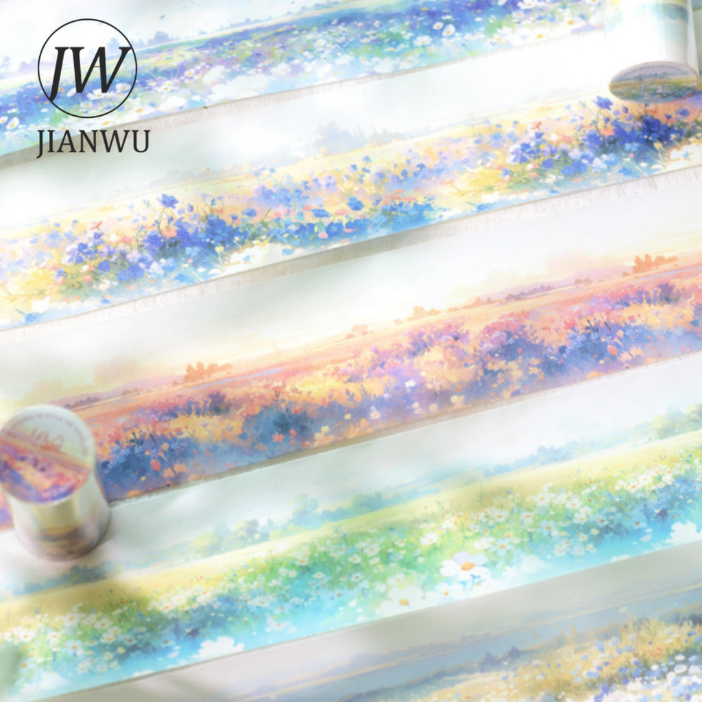 Jianwu 74 มม.* 200 ซม.ชุดฤดูใบไม้ผลิ Vintage ดอกไม้วัสดุ Collage Washi เทป Creative DIY Journal เครื่องเขียน