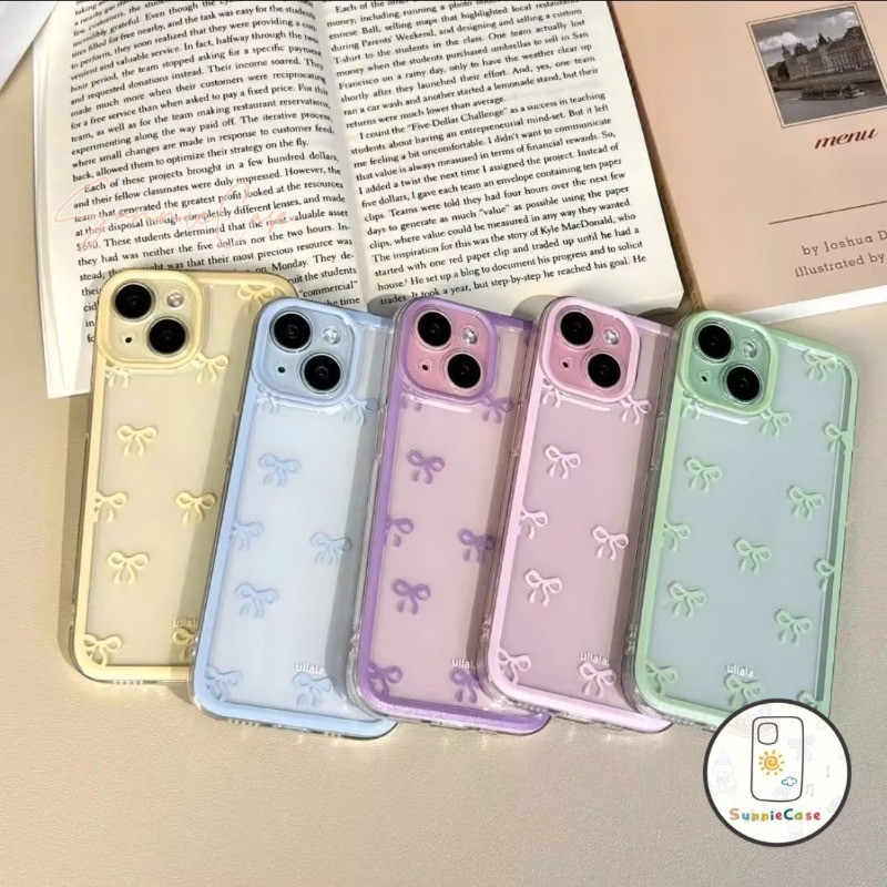 เคสไอโฟน 7Plus 15 12 11 13 14 Pro Max XR เคสIPhone 15 14 7 8 Plus เคส IPhone X XS Max รูปแบบธนูโรแมนติกแฟชั่น